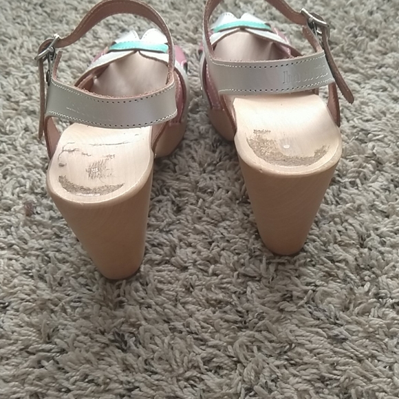 Swedish hasbeens rainbow block heel clogs sz 37 - Picture 5 of 7